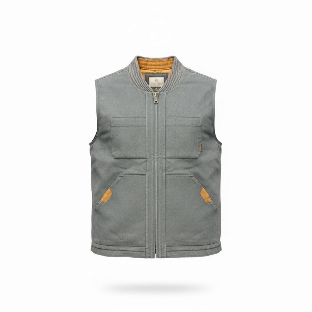 Legendary Whitetails Vest Mens L Gray Canvas Concealed Carry Workwear Quilted